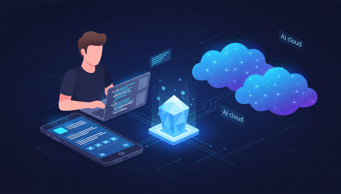 An image of a person programming a mobile app.